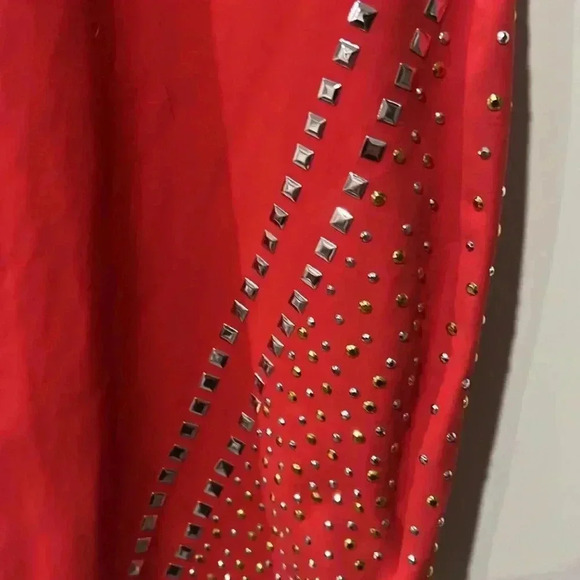 BEBE RED STUDDED PARTY DRESS - Picture 4 of 7